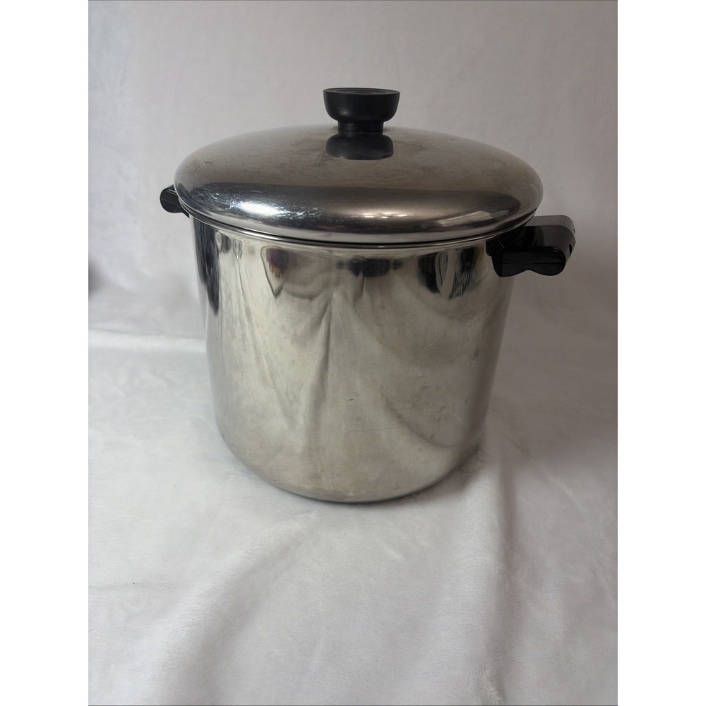 Vintage Farberware Aluminum Clad 6 Qt Stock Pot w Lid  Bottom NYC-USA